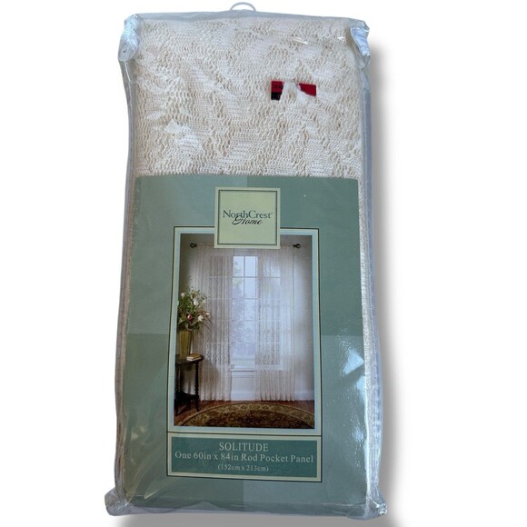 NorthCrest Vintage Lace Curtain Panel 60x84 Ivory Rod Pocket Sheer Window Panel - Picture 5 of 13